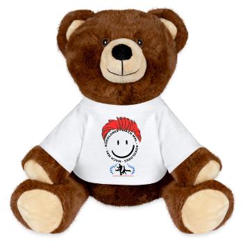 Chemise cool, t-shirt tendance, bonheur kokolores - Nounours RecycelBär® marron - blanc - Devant