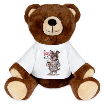 Mein Hund ist mein Therapeut Tierliebhaber - MiniFeet® RecycelBär® Braun - Weiß - Vorne