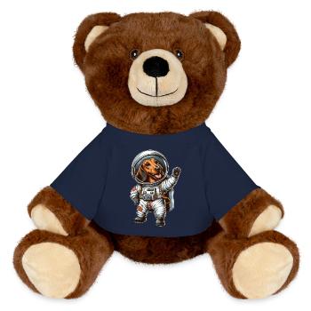 Dackel Astronaut Weltraum Science Fiction - MiniFeet® RecycelBär® Braun - French Navy - Vorne