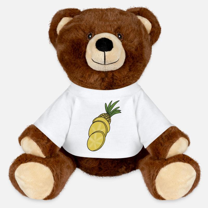 Illustration de dessin animé d’ananas tranché - Nounours RecycelBär® marron - blanc