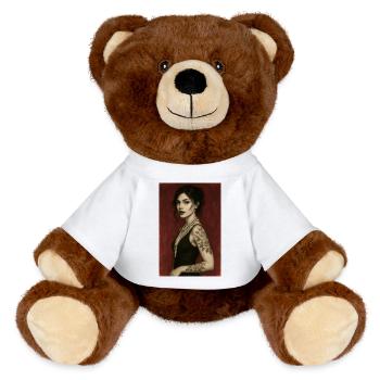 Frau Elegante burgunderfarbene Perlenkette Omikly Art - MiniFeet® RecycelBär® Braun - Weiß - Vorne