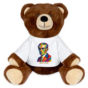 WPAP Polygon Portrait Maurice Ravel Bolero - MiniFeet® RecycelBär® Teddy Bear Brown - white - Front