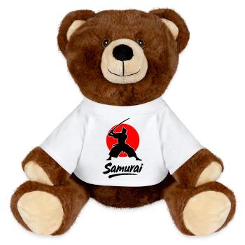 Samurai - MiniFeet® RecycelBär® Teddy Bear Brown - white - Front