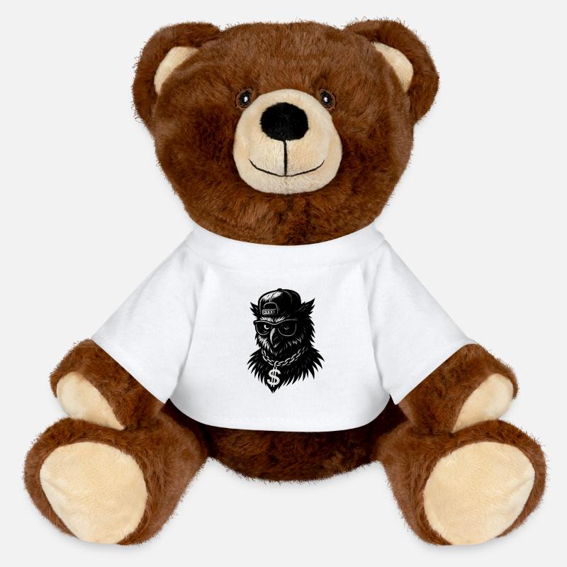 Rap-Owl - MiniFeet® RecycelBär® Teddy Bear Brown - white