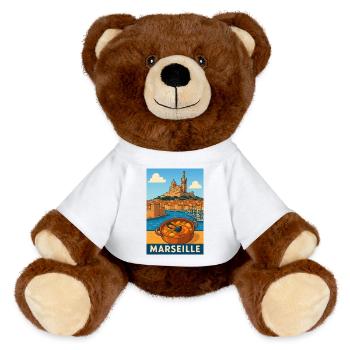 Marseille Cuisine in an Iconic Landscape - MiniFeet® RecycelBär® Teddy Bear Brown - white - Front