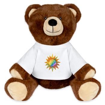Rainbow Sunburst Cosmic Pin - MiniFeet® RecycelBär® Teddy Bear Brown - white - Front