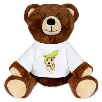 Charming Dog with Toy Snake - MiniFeet® RecycelBär® Teddy Bear Brown - white - Front
