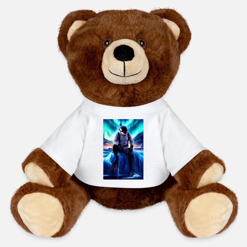 Humanoid Orca Diver - MiniFeet® RecycelBär® Teddy Bear Brown - white