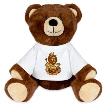 Lion majestueux sur skateboard avec couronne - Nounours RecycelBär® marron - blanc - Devant