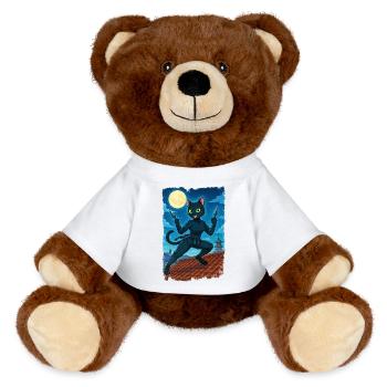 Moon Ninja Cat - MiniFeet® RecycelBär® Teddy Bear Brown - white - Front