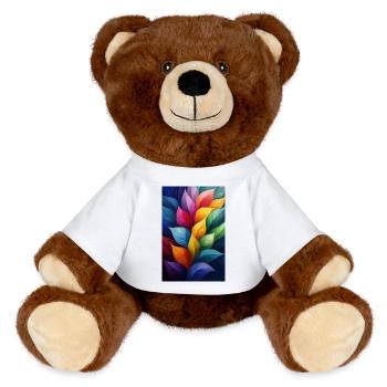 Abstract plant illustration - MiniFeet® RecycelBär® Teddy Bear Brown - white - Front