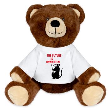 Future undescribed | Rat philosophizes - MiniFeet® RecycelBär® Teddy Bear Brown - white - Front