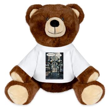 1950s Retro Sci-Fi – "Don't Be Invisible" - MiniFeet® RecycelBär® Teddy Bear Brown - white - Front