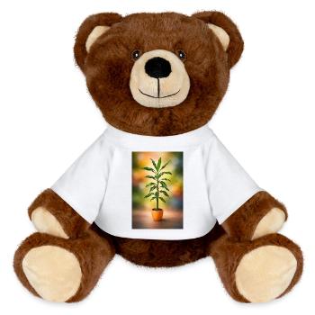 Élégance d’arbre en pot vert - Nounours RecycelBär® marron - blanc - Devant