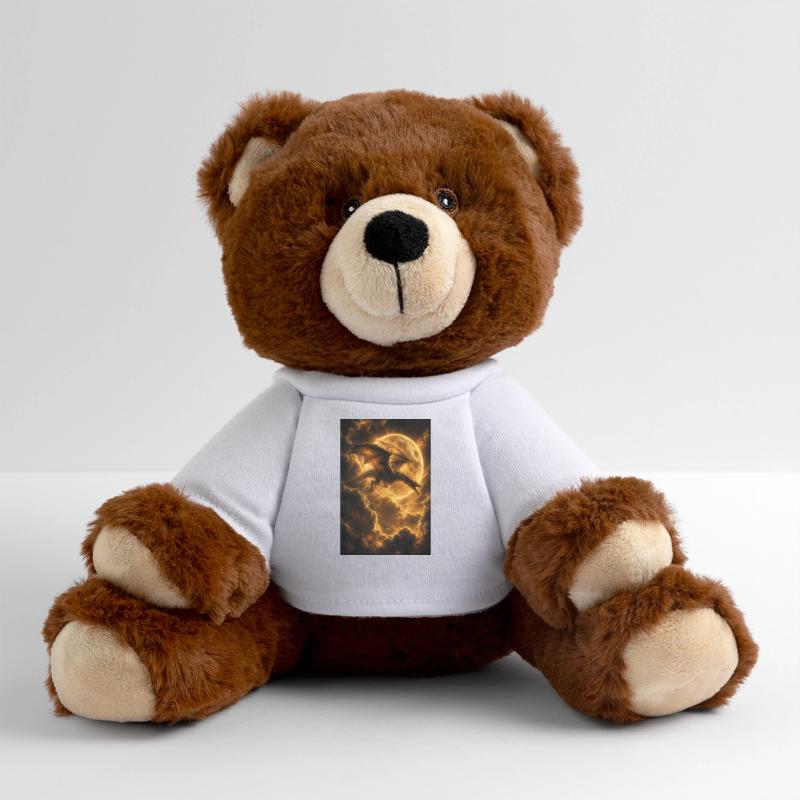 Dragon over Moonlit Ember Sky MiniFeet® RecycelBär® Teddy Bear Brown