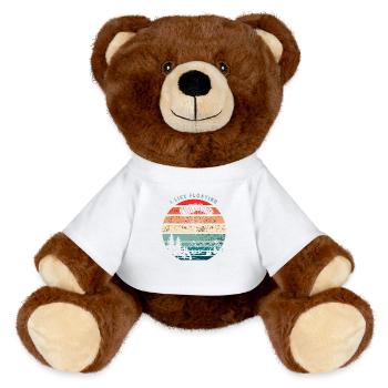 Ich mag Schweben - Retro Skydiving - MiniFeet® RecycelBär® Braun - Weiß - Vorne