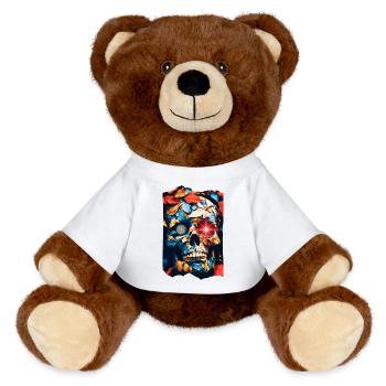 Crâne Pop Art - Nounours RecycelBär® marron - blanc - Devant