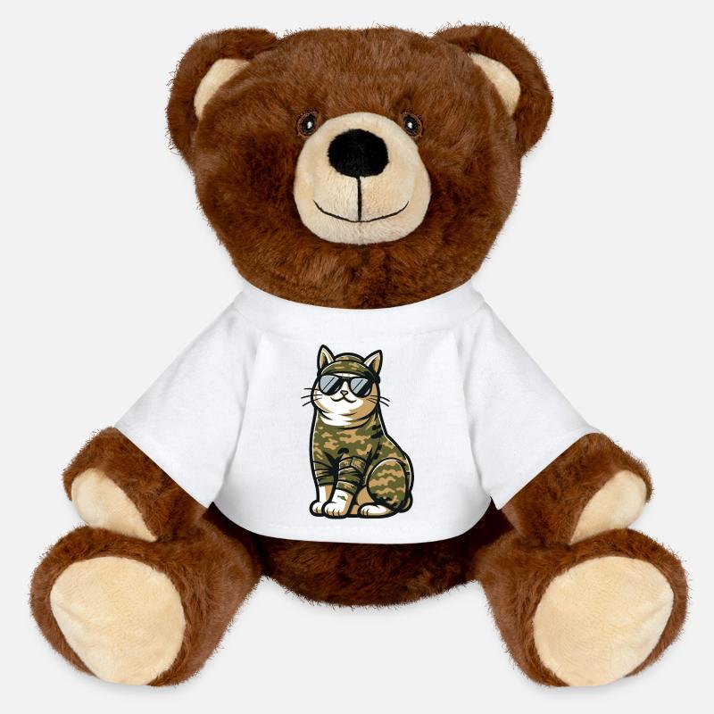 Military Camouflage Cat - MiniFeet® RecycelBär® Teddy Bear Brown - white