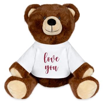 Love you - MiniFeet® RecycelBär® Teddy Bear Brown - white - Front