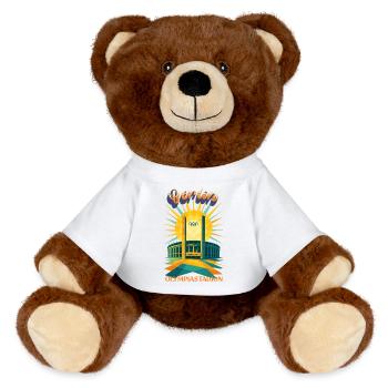 Olympiastadion Berlin Urban Retro Dreams Shirt - MiniFeet® RecycelBär® Teddy Bear Brown - white - Front