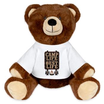 Das Camp-Leben ist das beste Leben - MiniFeet® RecycelBär® Braun - Weiß - Vorne