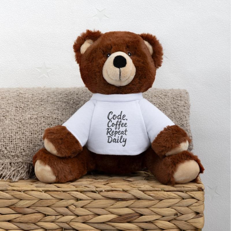 Code Schlaf Debug Wiederholungsprogramm Shirt MiniFeet® RecycelBär® Braun