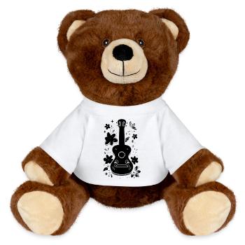 Ukulele Sketch - MiniFeet® RecycelBär® Teddy Bear Brown - white - Front