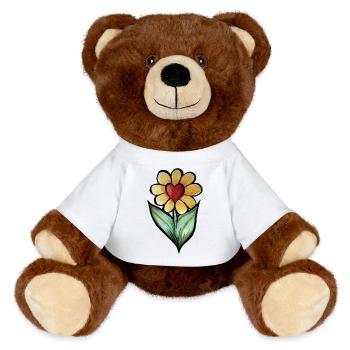 Herzblumen-Aquarell - MiniFeet® RecycelBär® Braun - Weiß - Vorne