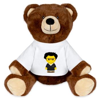 GEEKLEY avatar glasses black V-neck sweater - MiniFeet® RecycelBär® Teddy Bear Brown - white - Front