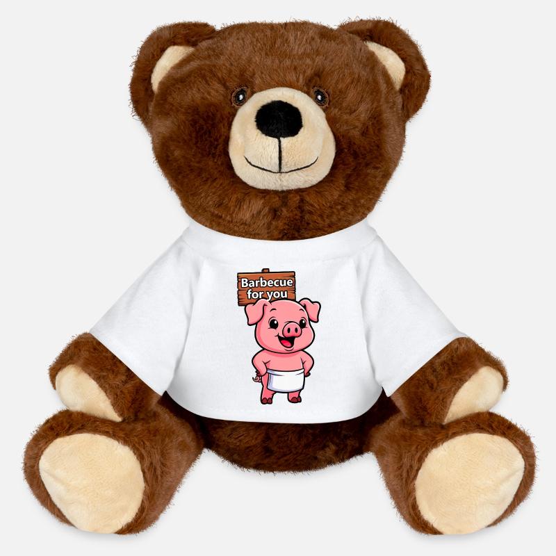 Grillen Schild mit Schwein - MiniFeet® RecycelBär® Braun - Weiß