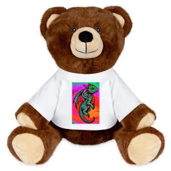 dragon - MiniFeet® RecycelBär® Teddy Bear Brown - white - Front
