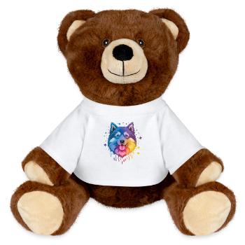 Finnish Lapphund colors - MiniFeet® RecycelBär® Teddy Bear Brown - white - Front
