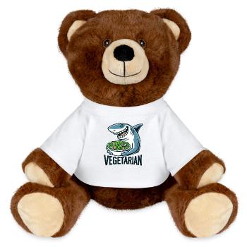 Vegetarian shark - MiniFeet® RecycelBär® Teddy Bear Brown - white - Front