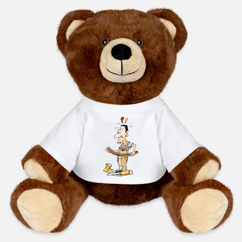Carpenter cartoon - MiniFeet® RecycelBär® Teddy Bear Brown - white
