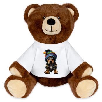 Stylish Pup - MiniFeet® RecycelBär® Teddy Bear Brown - white - Front