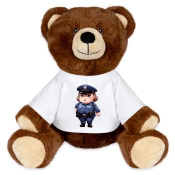 Dicke Polizistin - MiniFeet® RecycelBär® Braun - Weiß - Vorne