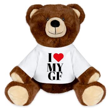 J’aime mon autocollant de petite amie, pas d’arrière-plan - Nounours RecycelBär® marron - blanc - Devant