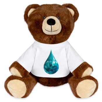 Water Drop - Cool Low Poly Logo - MiniFeet® RecycelBär® Teddy Bear Brown - white - Front
