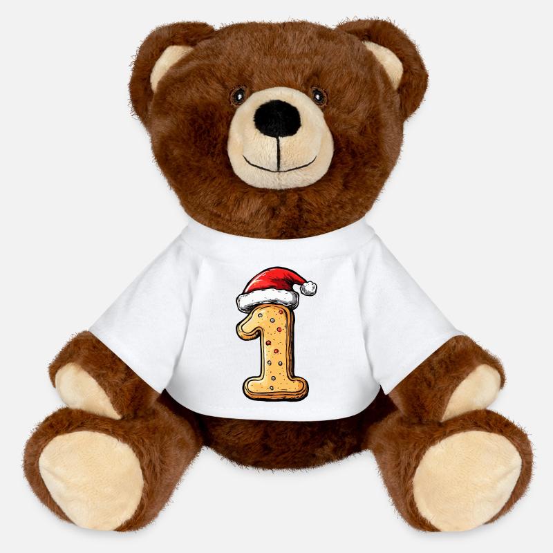 1 Number Biscuit Christmas - MiniFeet® RecycelBär® Teddy Bear Brown - white