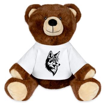 Fuchs Kopf Realistisch Tattoo Stil - MiniFeet® RecycelBär® Braun - Weiß - Vorne
