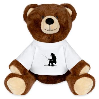 Fishing Woman Silhouette - MiniFeet® RecycelBär® Teddy Bear Brown - white - Front