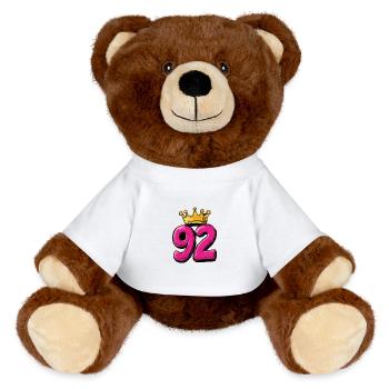 92 Number Krone - MiniFeet® RecycelBär® Teddy Bear Brown - white - Front