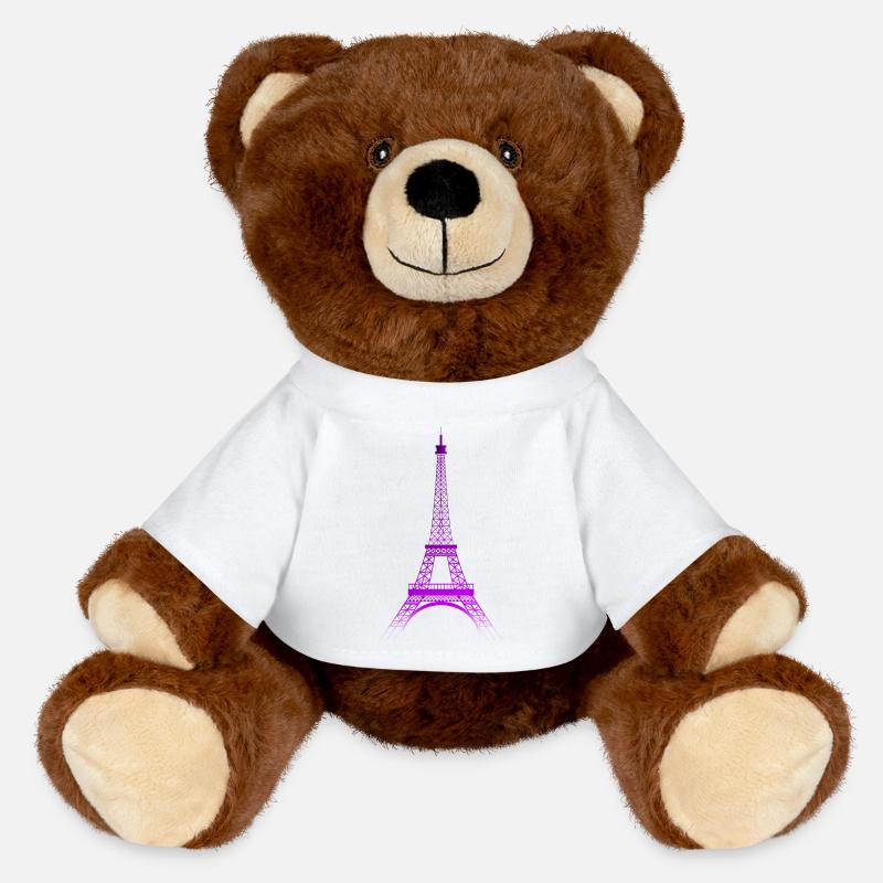 Tour Eiffel (dégradé violet-pourpre) - Nounours RecycelBär® marron - blanc