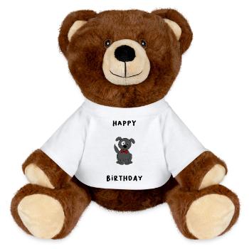 ANNIVERSARY. HAPPY BIRTHDAY. HAPPY BIRTHDAY. - MiniFeet® RecycelBär® Teddy Bear Brown - white - Front