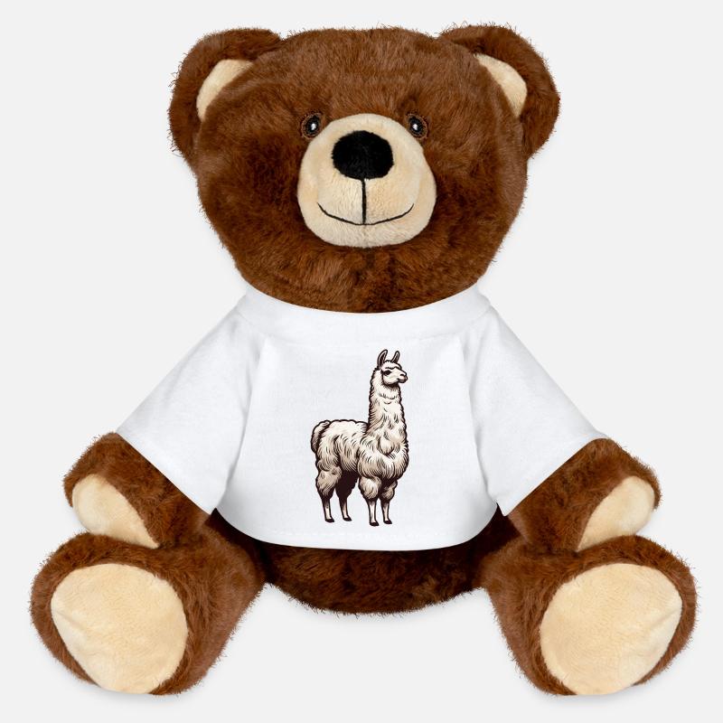 Lama blanc - Nounours RecycelBär® marron - blanc