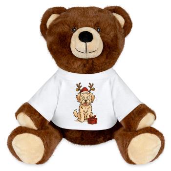 Maltipoo drôle de Noël - Nounours RecycelBär® marron - blanc - Devant
