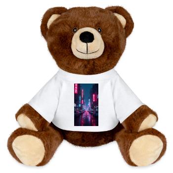 Neon Night Street Horizon rose - Nounours RecycelBär® marron - blanc - Devant