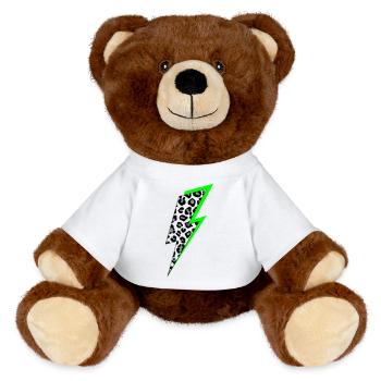 Motif léopard éclair avec ombre néon - Nounours RecycelBär® marron - blanc - Devant