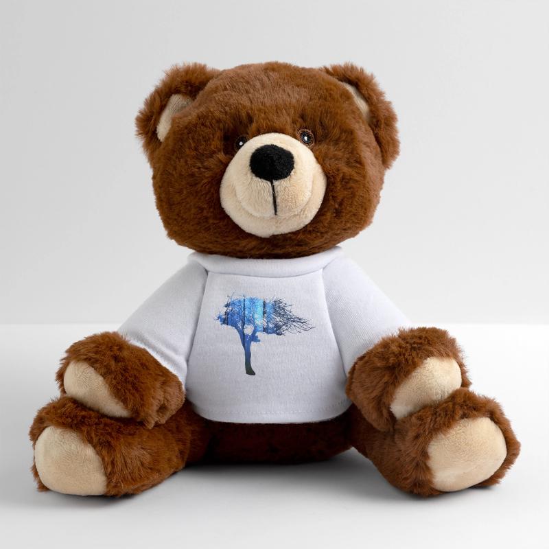 Fraktale & Regenbogen, Nerd Geschenk, Baum & bunt MiniFeet® RecycelBär® Braun