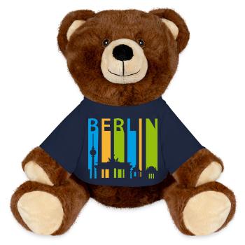 Berlin Schiftzug avec silhouette - Nounours RecycelBär® marron - bleu marine - Devant